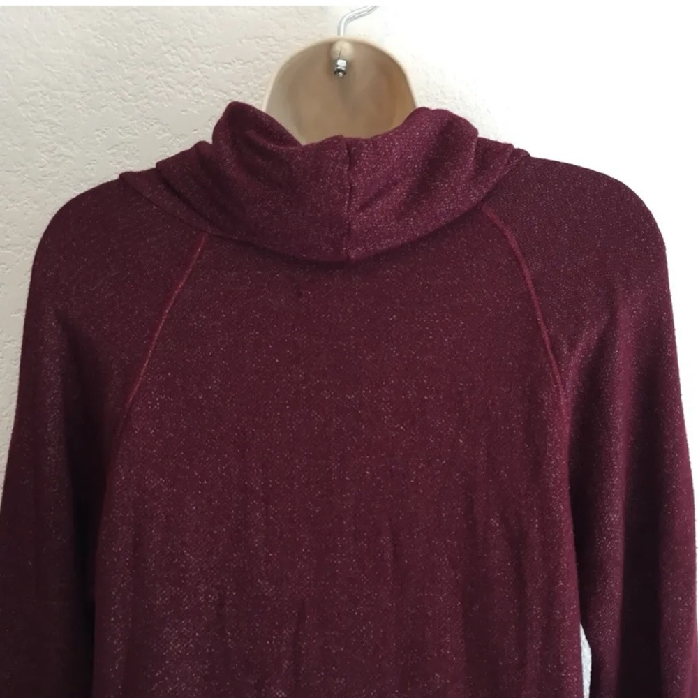 Evereve + Micheal Stars Women's M Burgundy Cowl Neck LS Midi Terry Sweater Dress - Picture 4 of 9